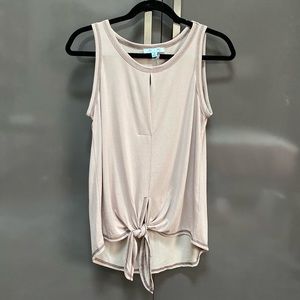 NWT She + Sky Light Taupe Tank Top Tied Front
